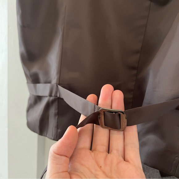 Vintage men's glen check suit vest grey brown button front adjustable - Picture 11 of 12